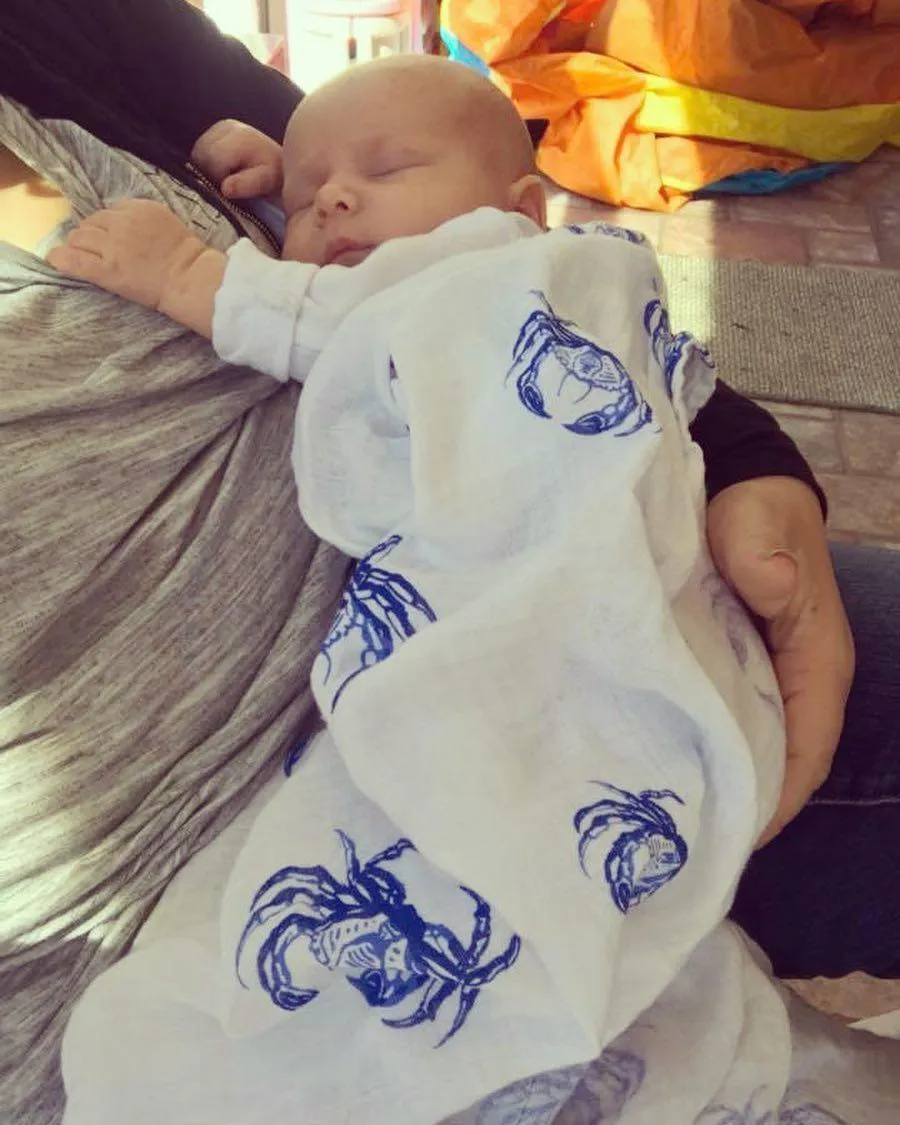 Blue Crab Baby Muslin Swaddle Blanket