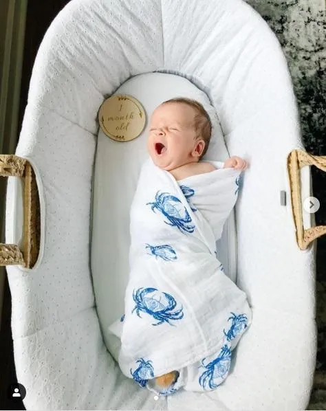 Blue Crab Baby Muslin Swaddle Blanket