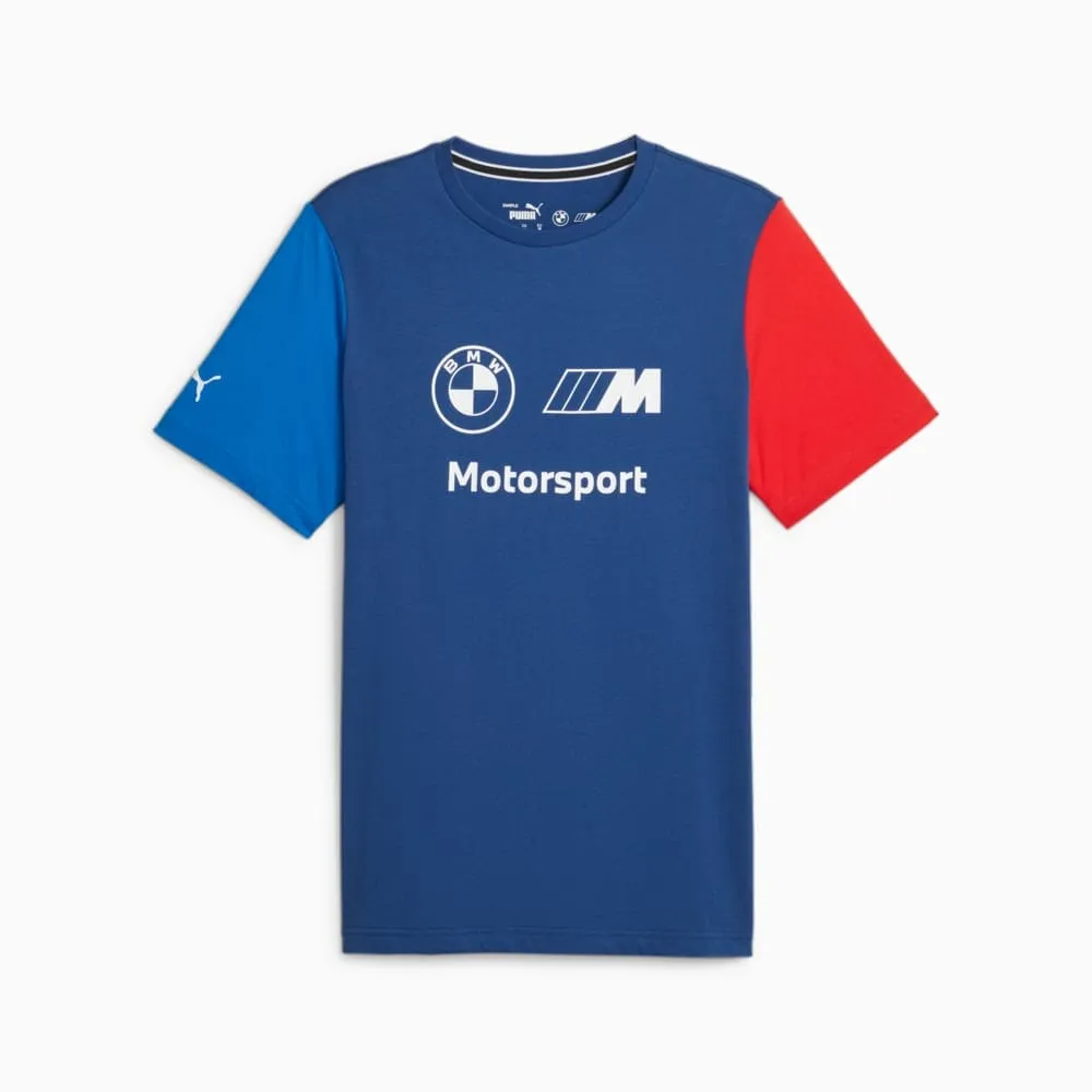 BMW M Motorsport Puma Essentials Logo T-Shirt - Blue/Orange/Blue-M/Black