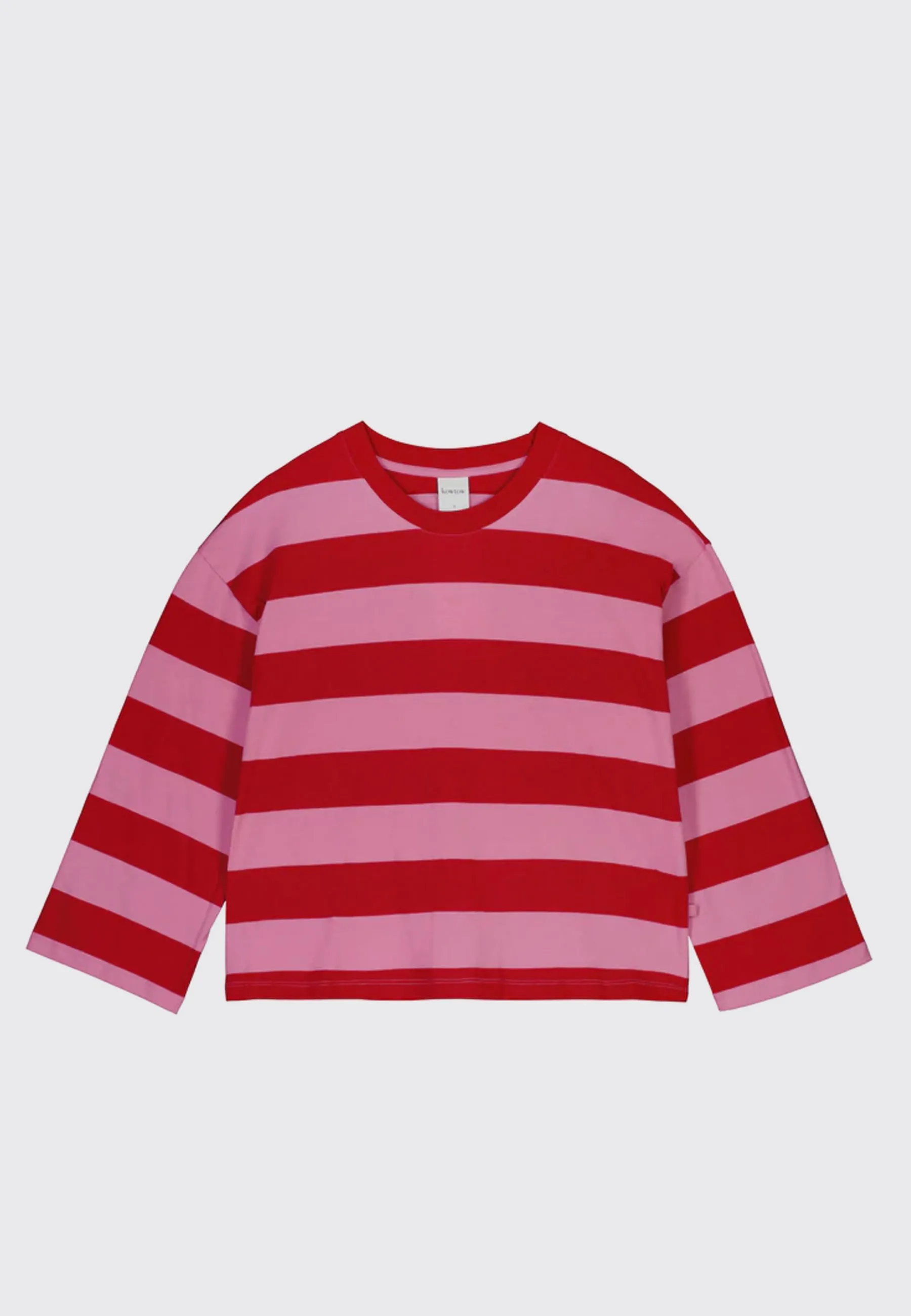 Boxy Long Sleeve Top - red/pink stripe