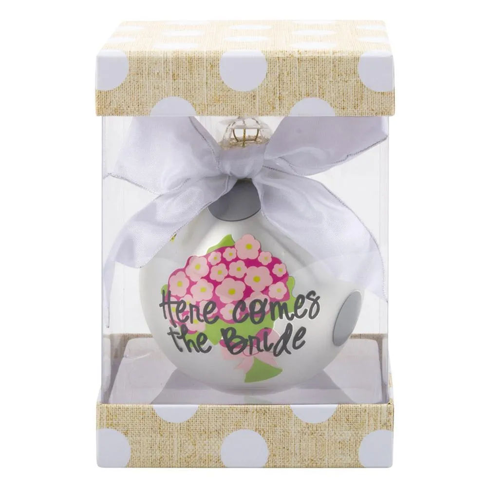 Bridal Frosted Ornament- "Here Comes the Bride"