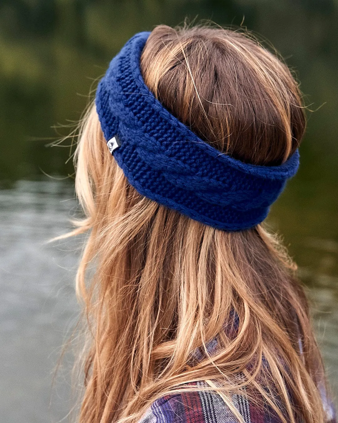 Cable - Knitted Headband - Blue