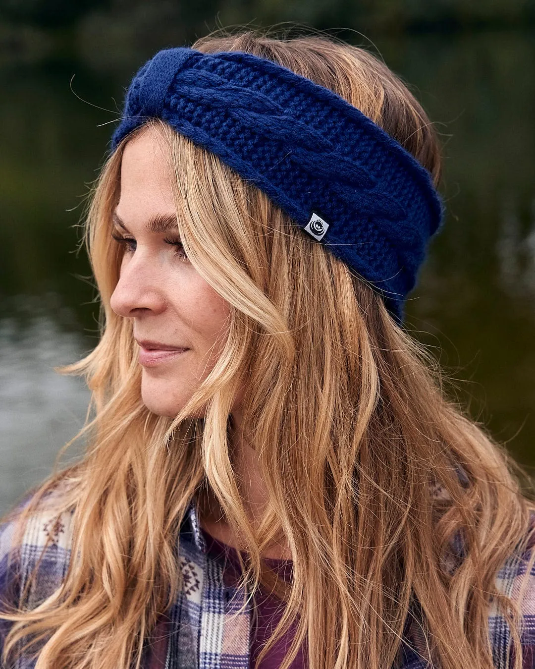 Cable - Knitted Headband - Blue