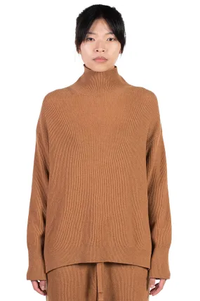 Camel Cashmere Blend Mock Neck Sweater