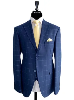 CASSEMON Navy Blue Check 3 Piece Suit