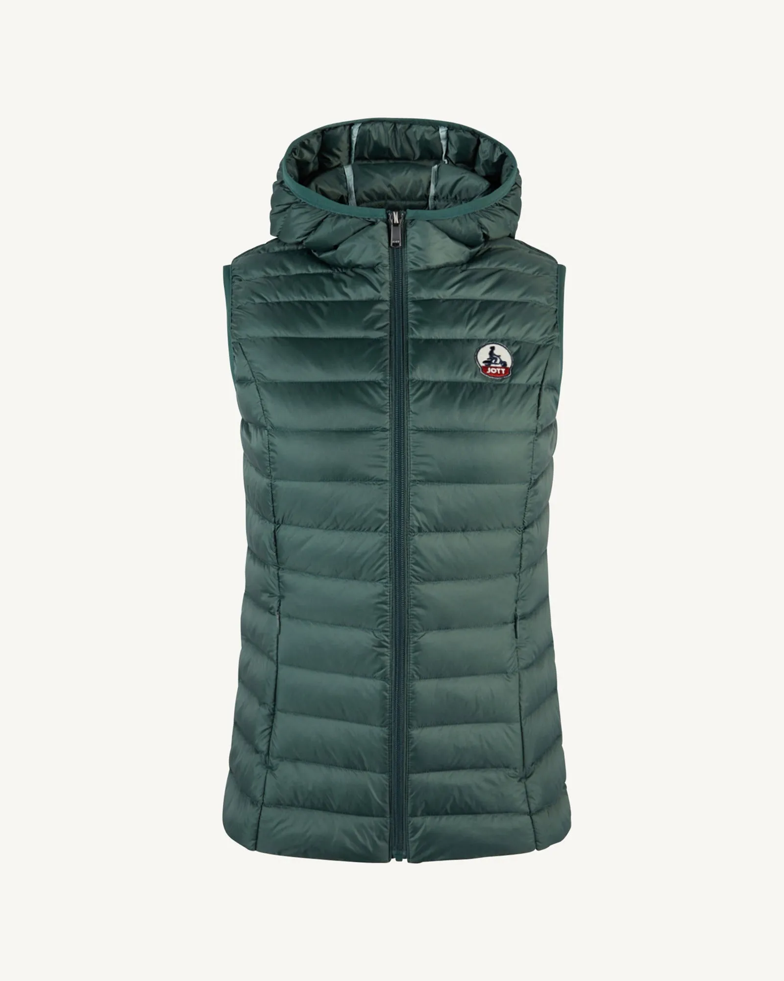 Celadon green Mali lightweight sleeveless hooded puffer jacket