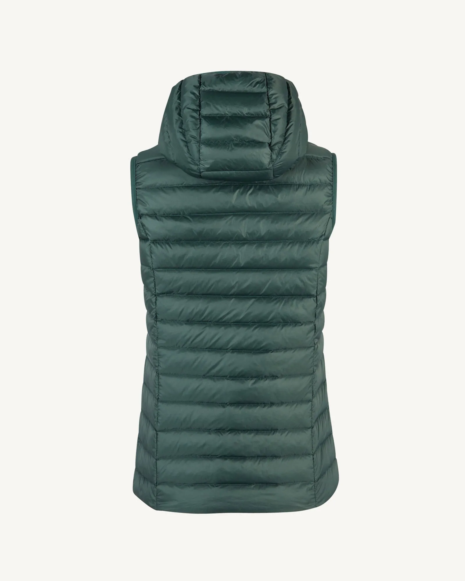 Celadon green Mali lightweight sleeveless hooded puffer jacket