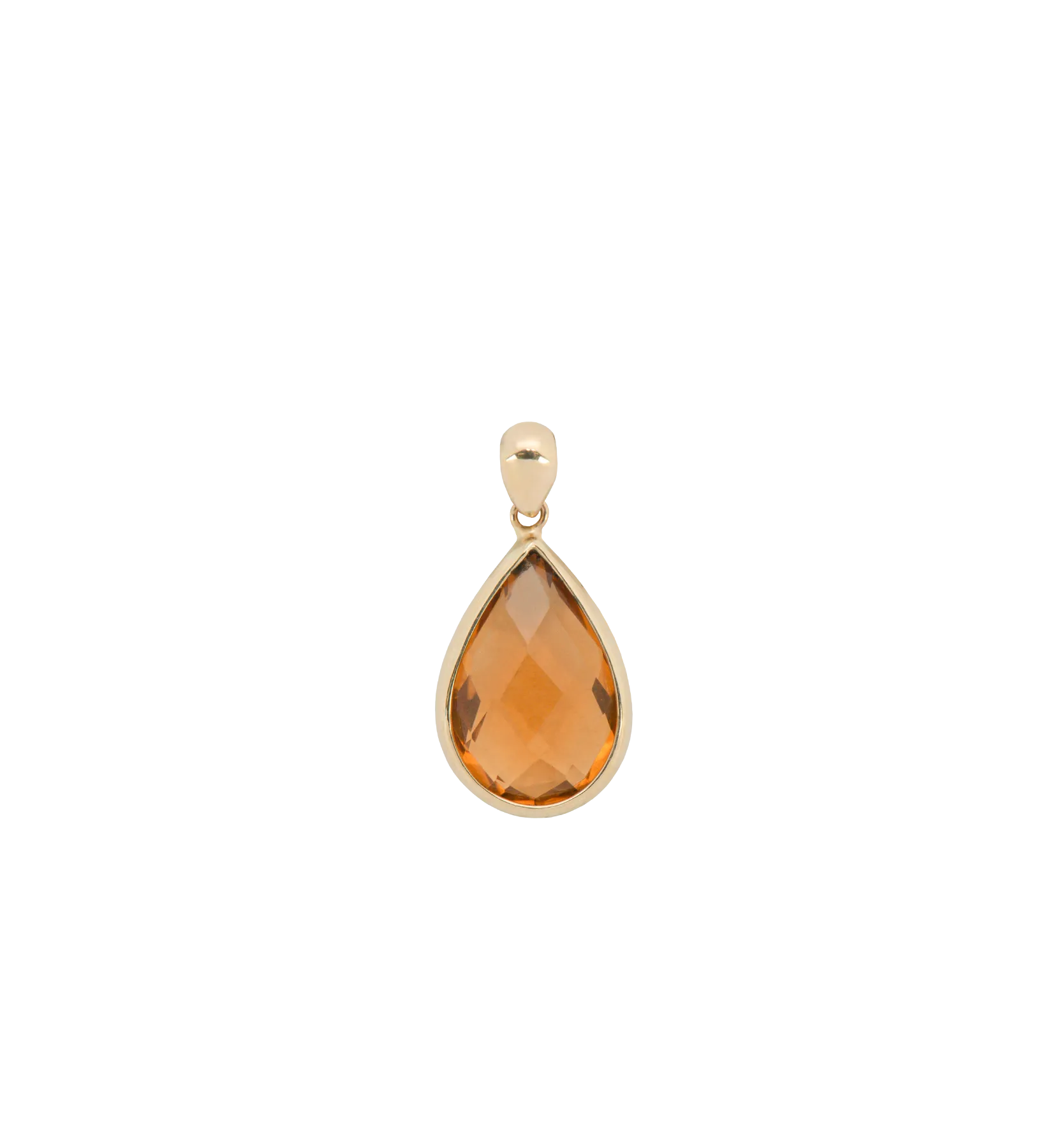 Citrine Oval Gemstone Charm 14K