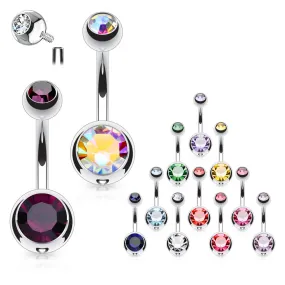 Classique Internally Threaded Gem Belly Rings