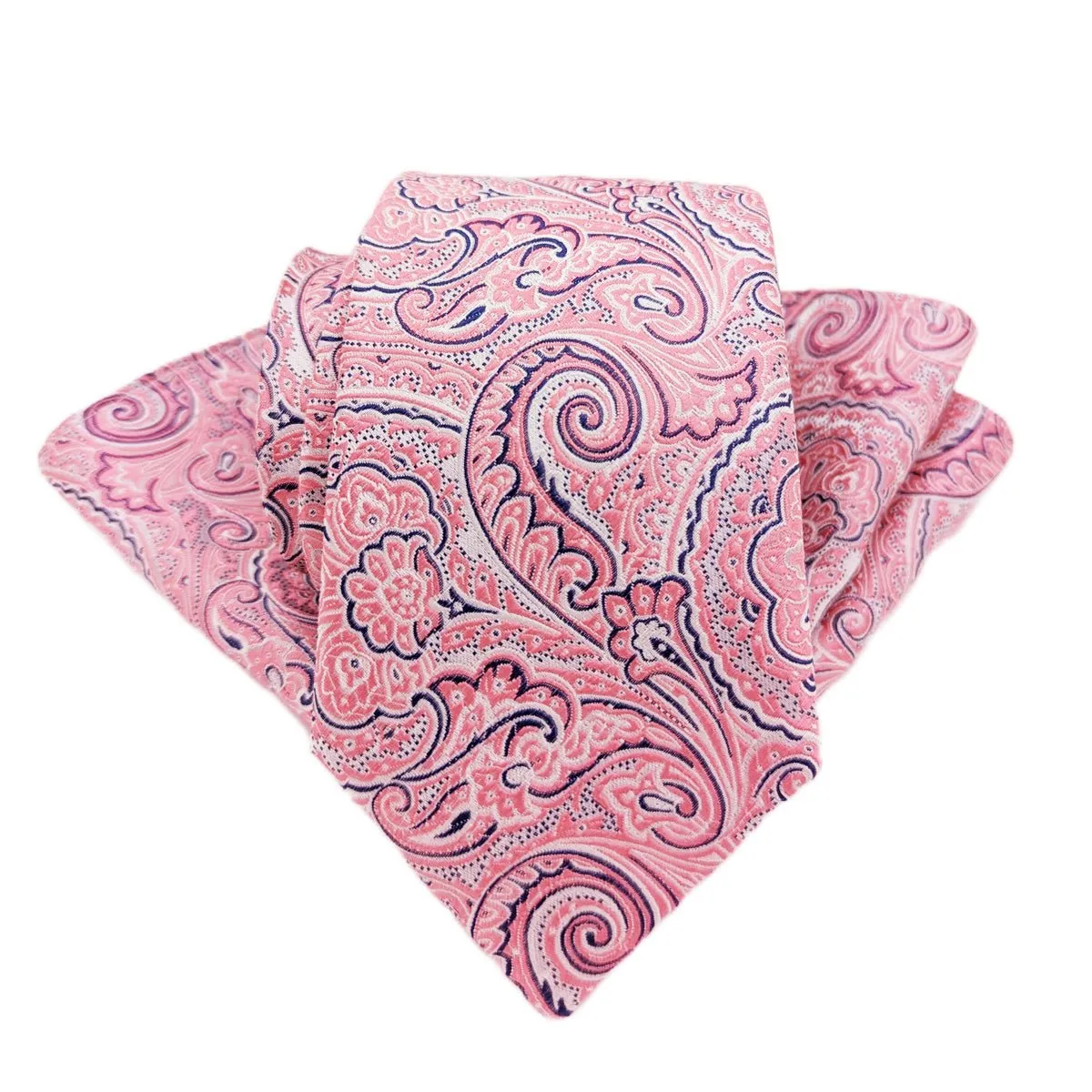 Coral Paisley Silk Pocket Square