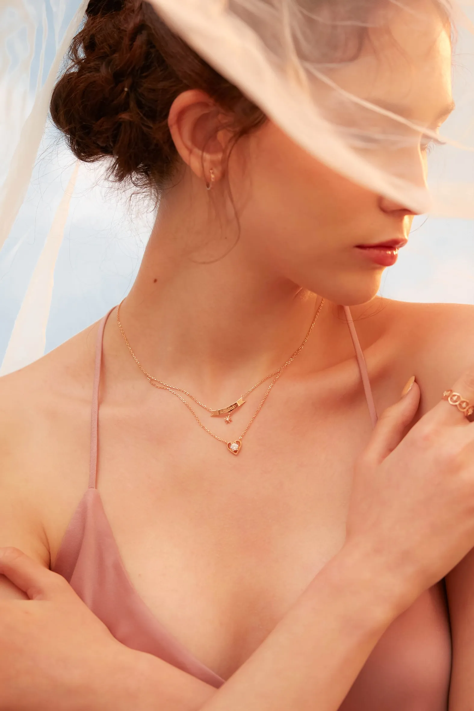 CZ Gold Layered Necklace - AMOUR