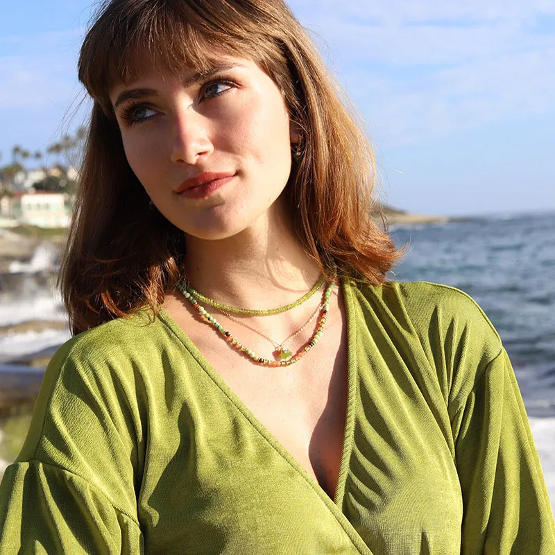 Delicate Raw Peridot Pendant Necklace