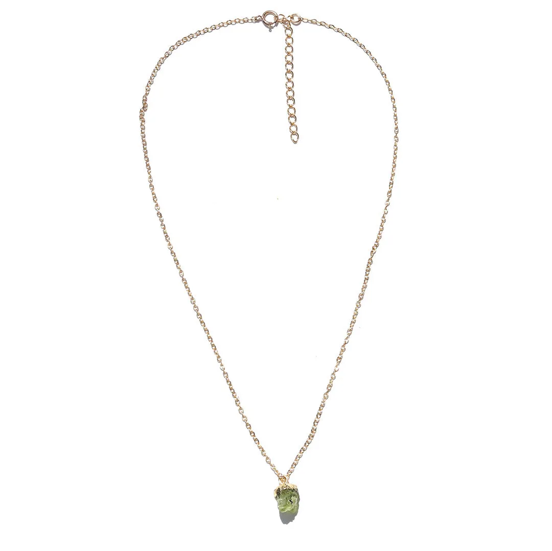 Delicate Raw Peridot Pendant Necklace