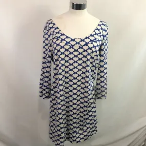 Diane Von Furstenberg Cream Blue Spades Print Dress