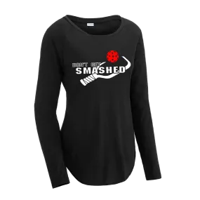 Don't Get Smashed (Pickleball Colors Red Green Rainbow) Customizable | Women's Long Sleeve Scoop Neck Pickleball Shirts | 75/13/12 poly/cotton/rayon