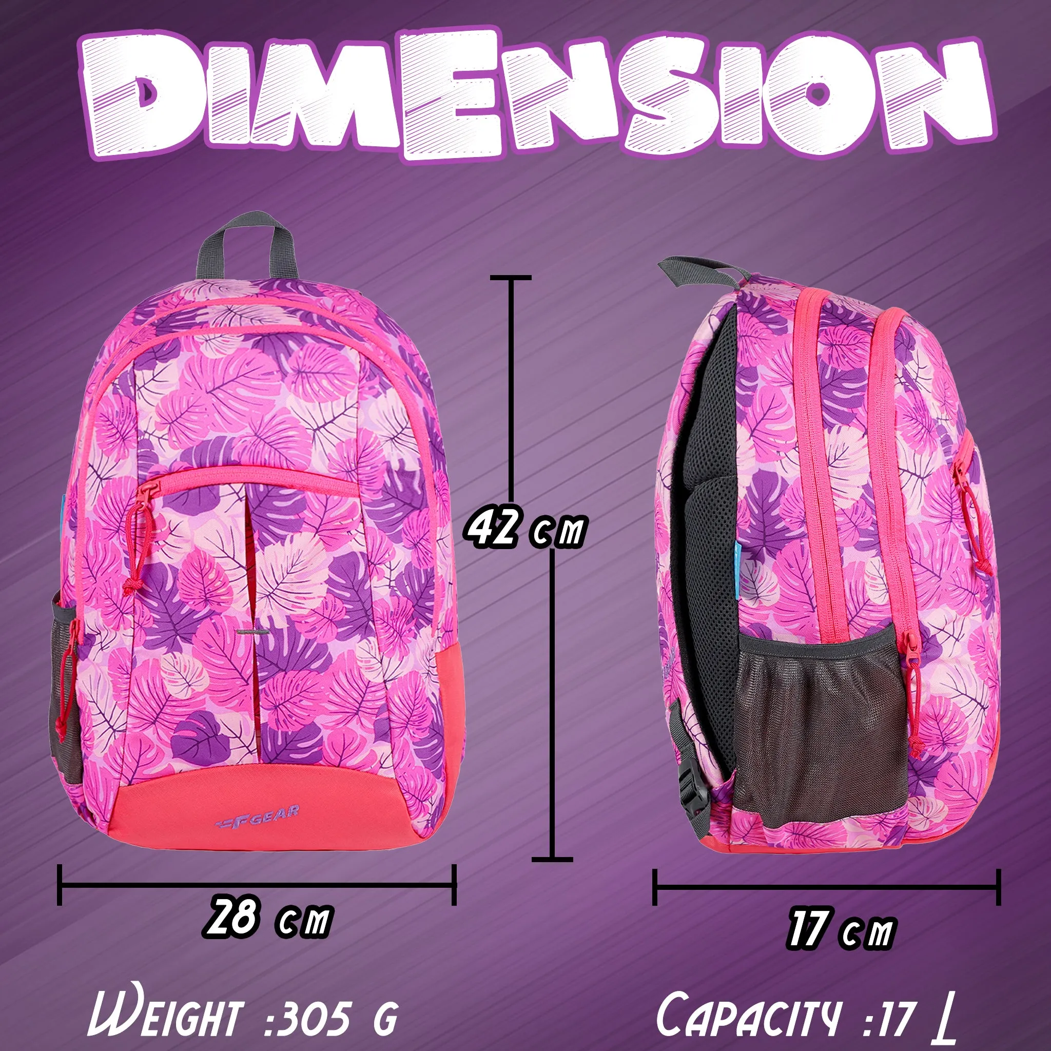 Ellis 17L Tropical pink and purple Backpack