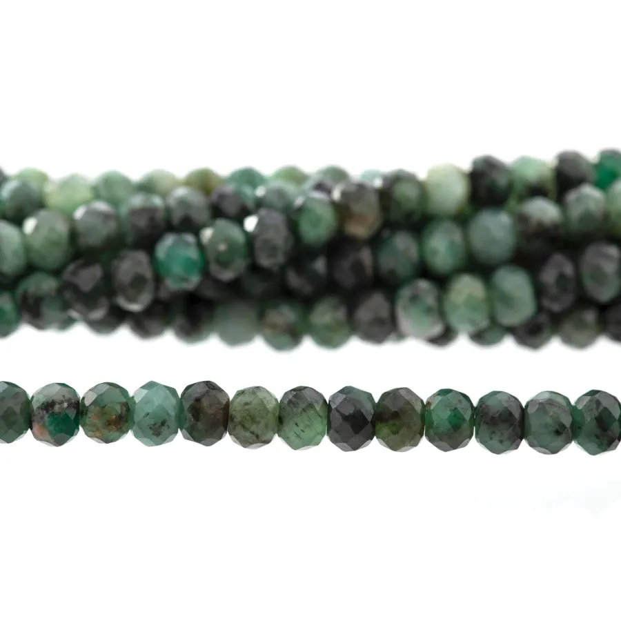 Emerald 4mm Rondelle Faceted A Grade - 15-16 Inch