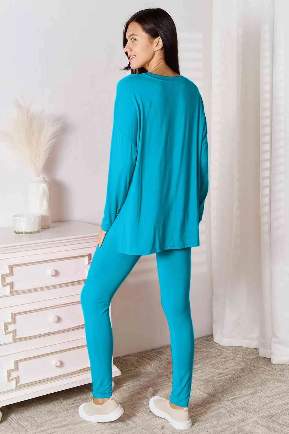 Explore More Collection - Basic Bae Full Size V-Neck Soft Rayon Long Sleeve Top and Pants Lounge Set