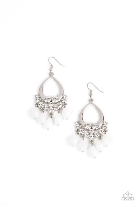 Famous Fashionista - White Paparazzi Earrings