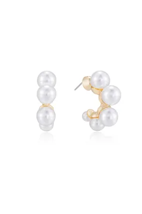 Five Point Pearl Hoop Earrings