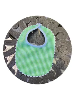 Gingham Baby Bib with Ric Rac Trim  - 3 Colors