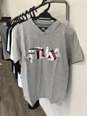 Grey Metallic Modern Fila T-Shirt (Size S)