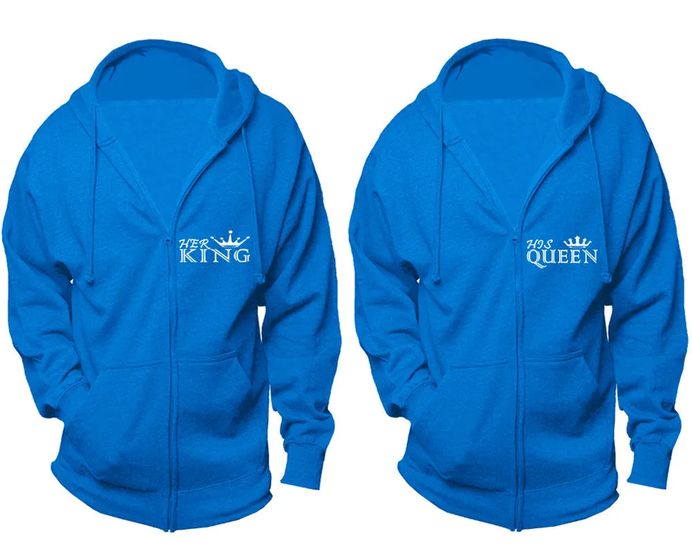 Her King His Queen Couple Matching Zip Up Hoodies