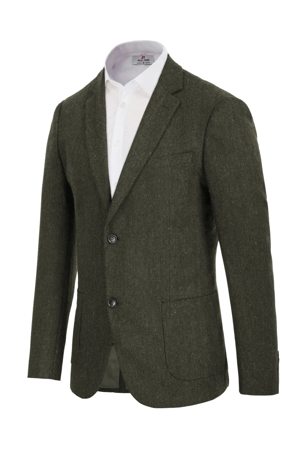 Herringbone Tweed Two Button Blazer British Wool Blend Sport Coat Jackets