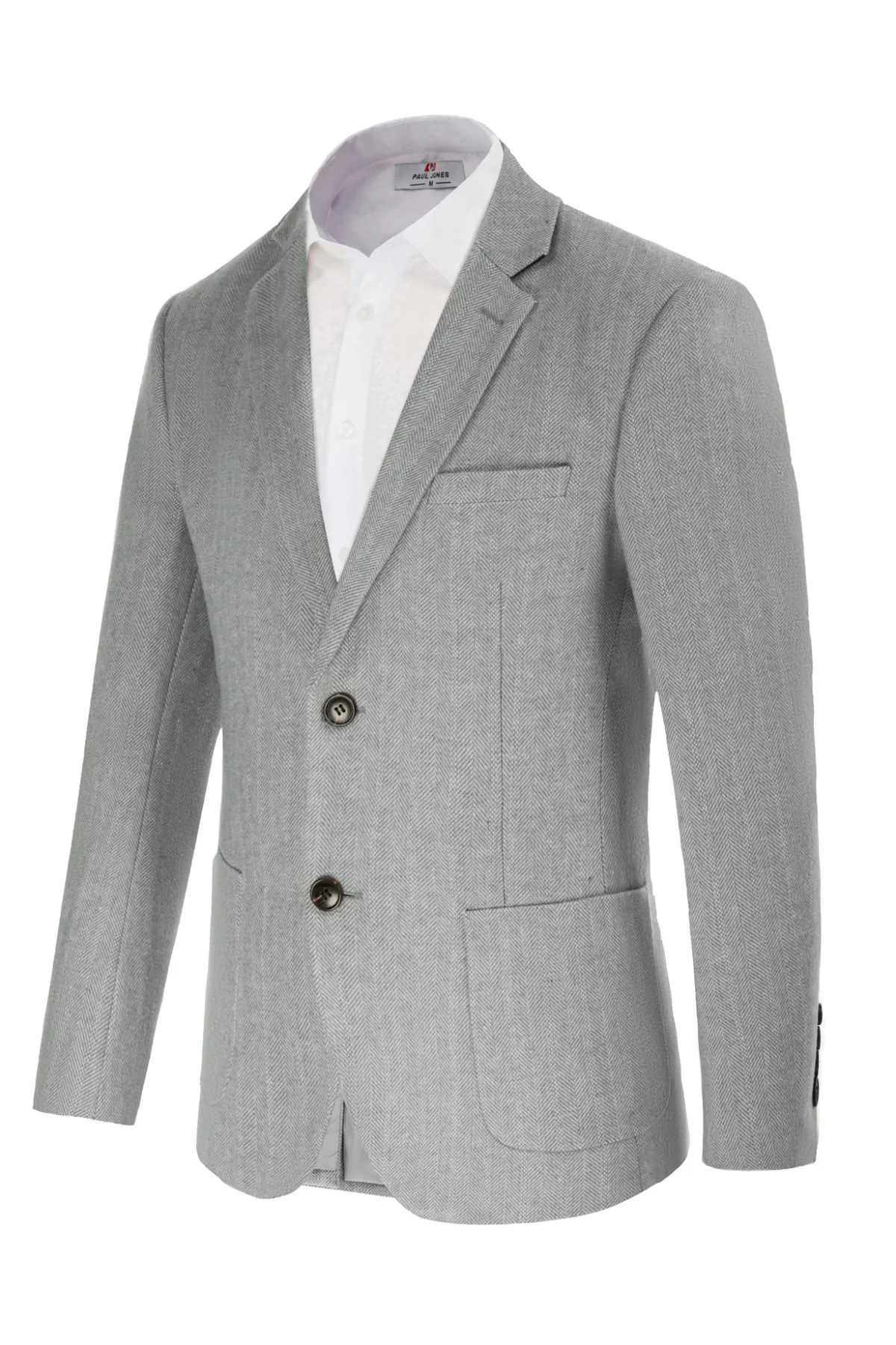 Herringbone Tweed Two Button Blazer British Wool Blend Sport Coat Jackets