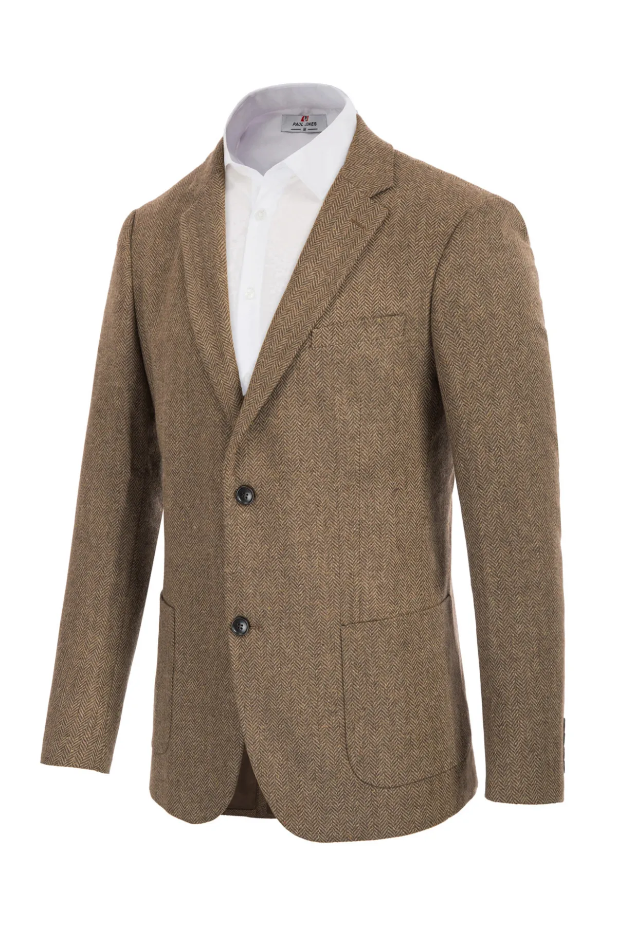 Herringbone Tweed Two Button Blazer British Wool Blend Sport Coat Jackets