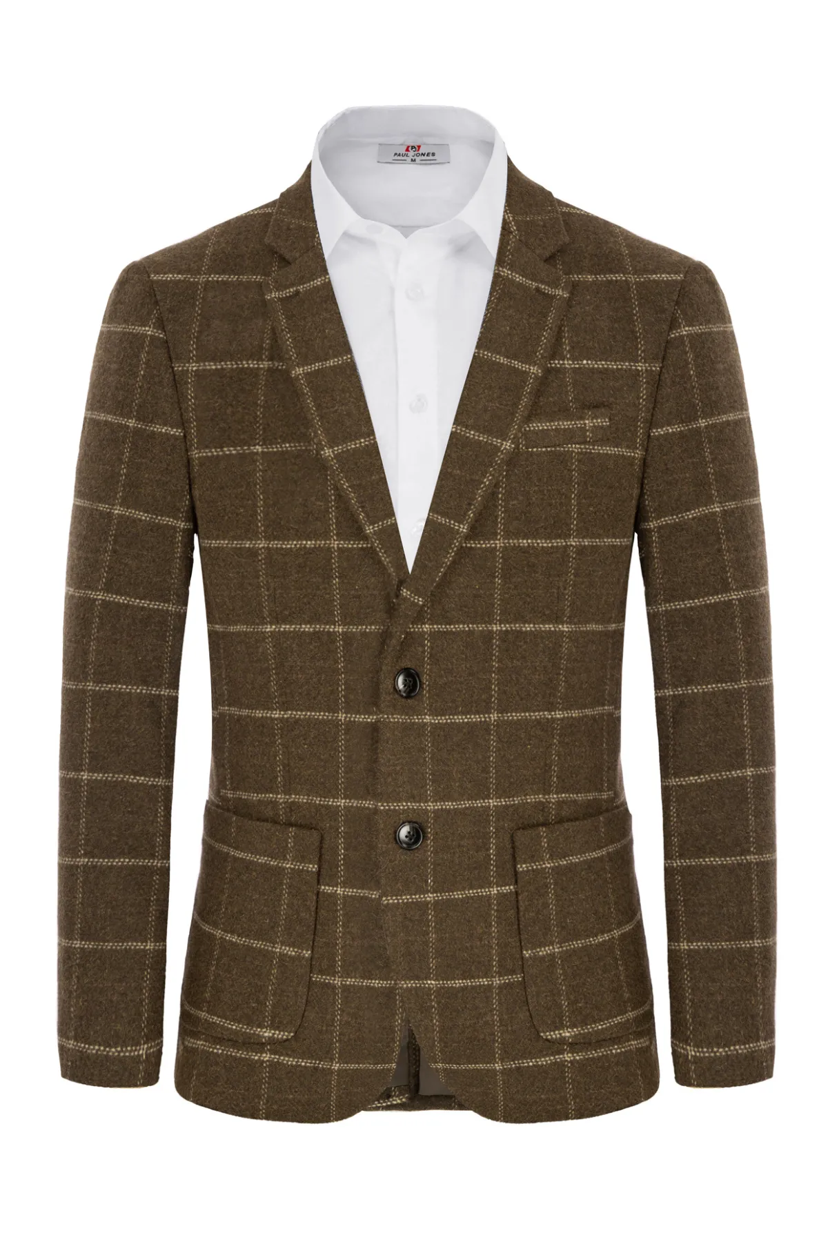 Herringbone Tweed Two Button Blazer British Wool Blend Sport Coat Jackets