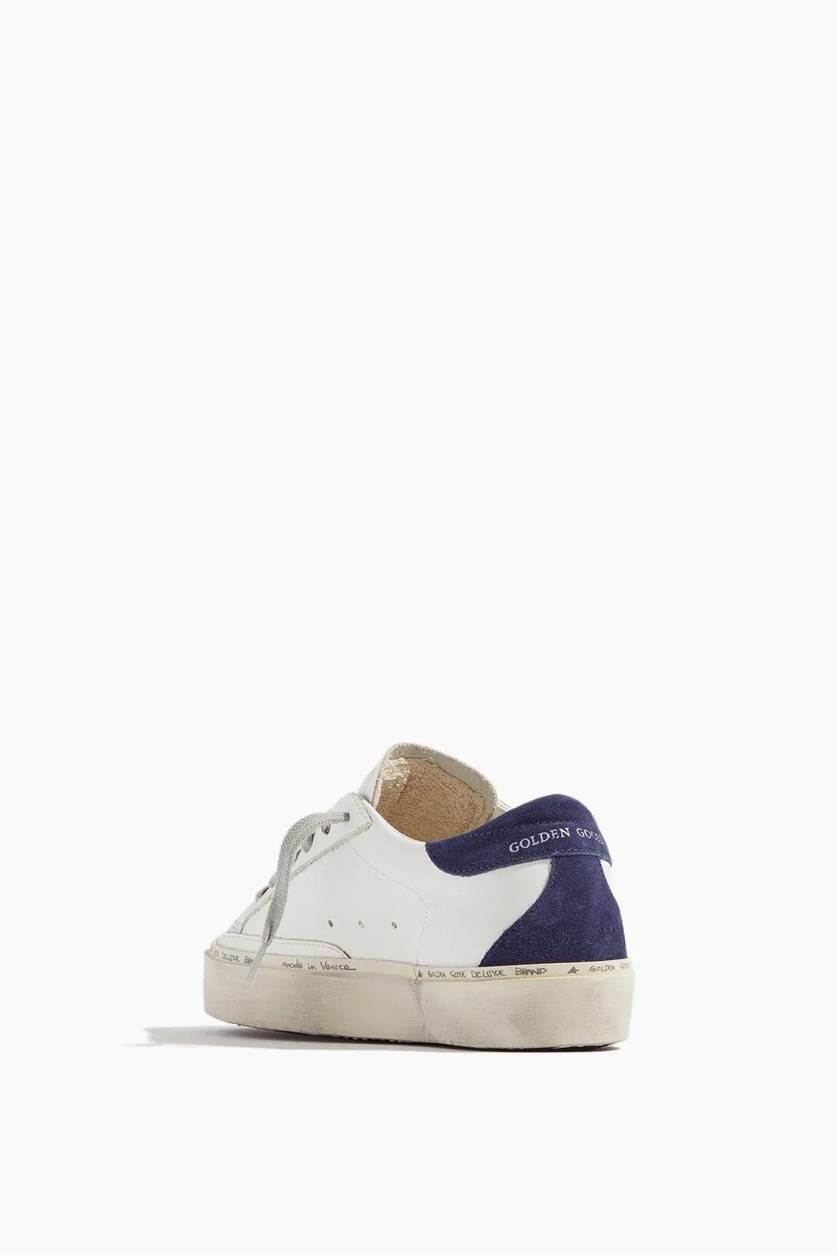 Hi Star Leather Sneaker in White/Dark Blue