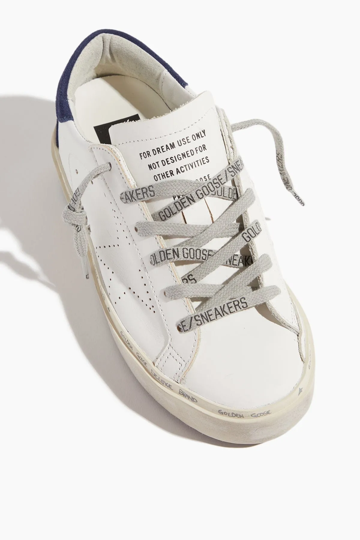 Hi Star Leather Sneaker in White/Dark Blue