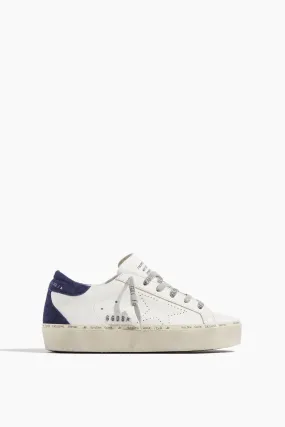 Hi Star Leather Sneaker in White/Dark Blue