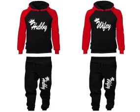 Hubby Wifey Couple Matching Hoodies and Jogger Pants Top Bottom Matching Set