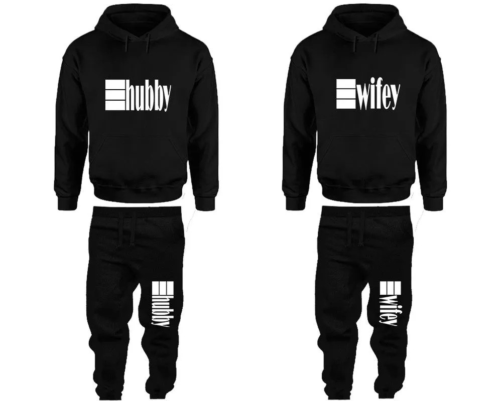 Hubby Wifey Couple Matching Top Bottom Set Pullover Hoodies and Jogger Pants