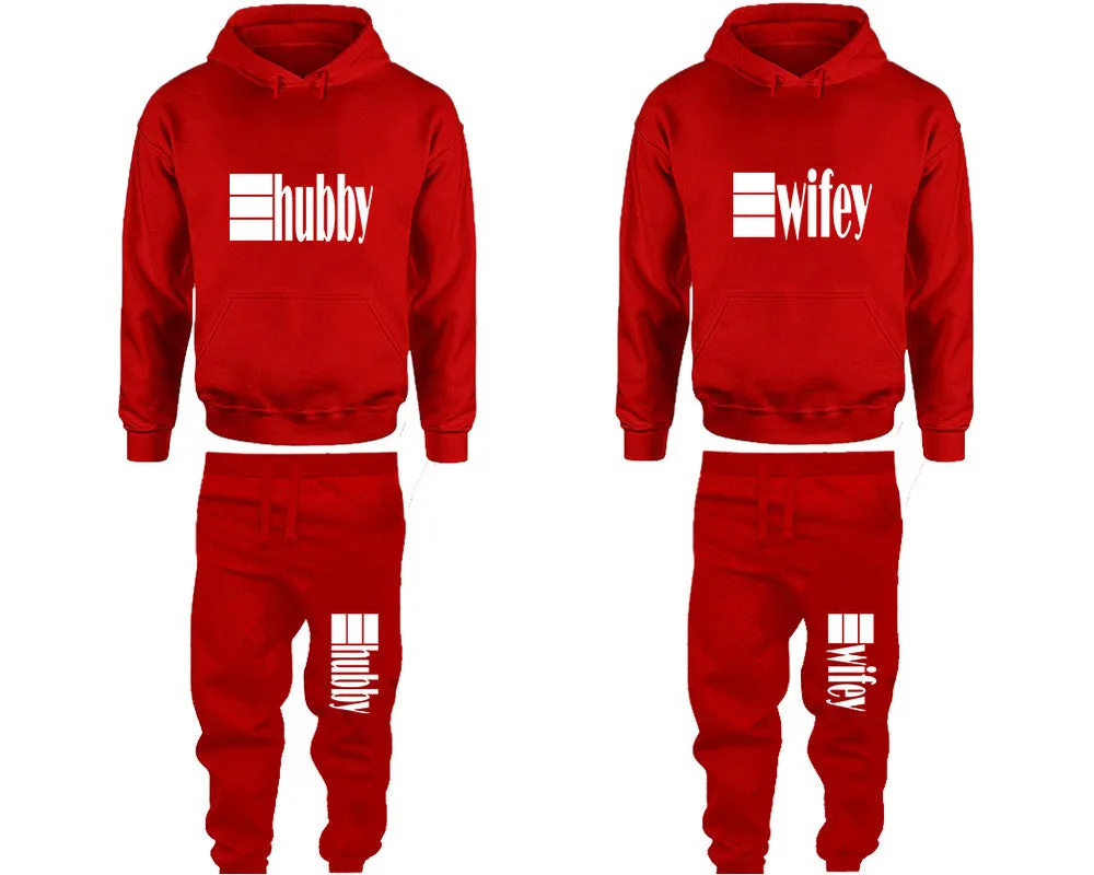 Hubby Wifey Couple Matching Top Bottom Set Pullover Hoodies and Jogger Pants