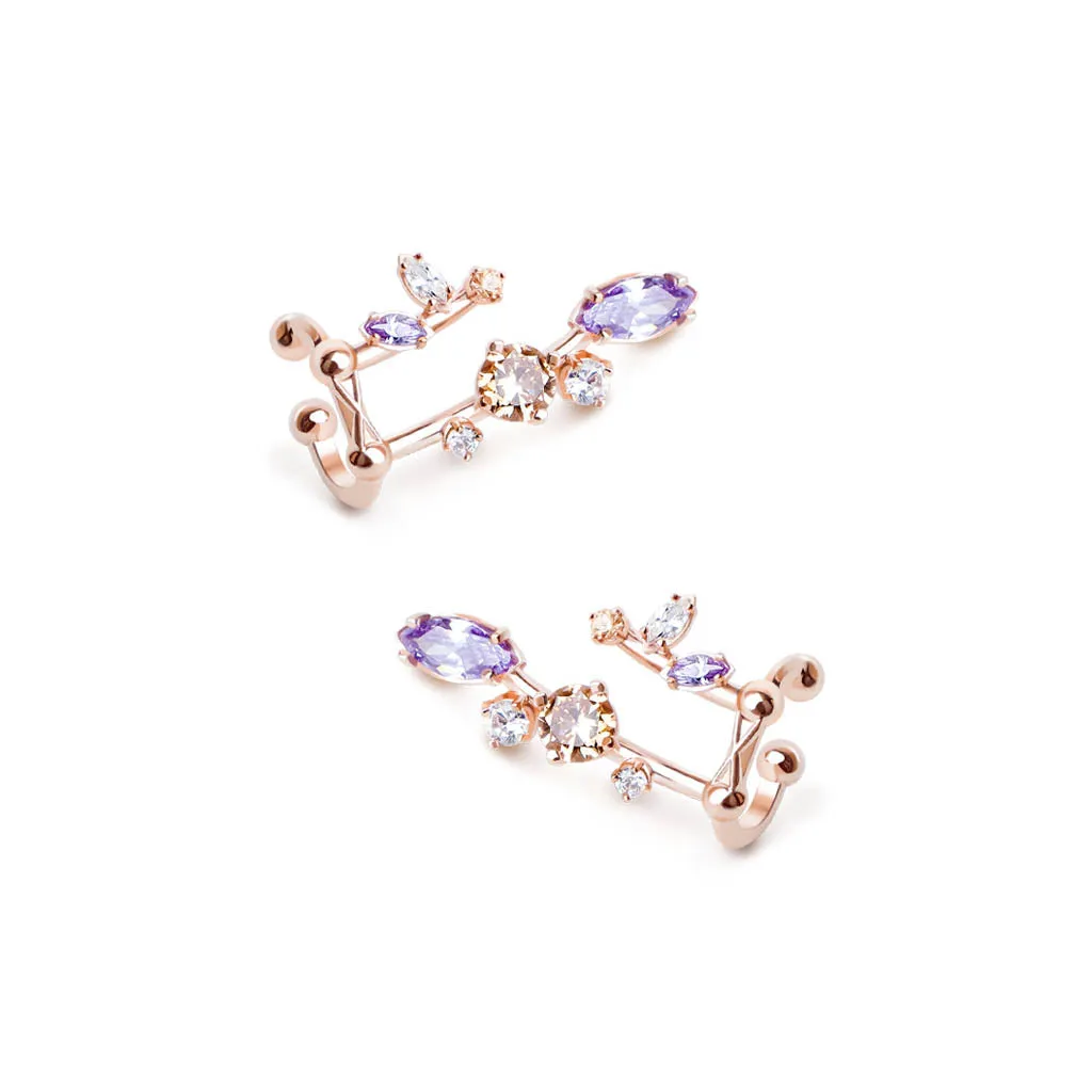 Ivy 1st Sister Cuff Earrings [Lavender/Champagne gems]