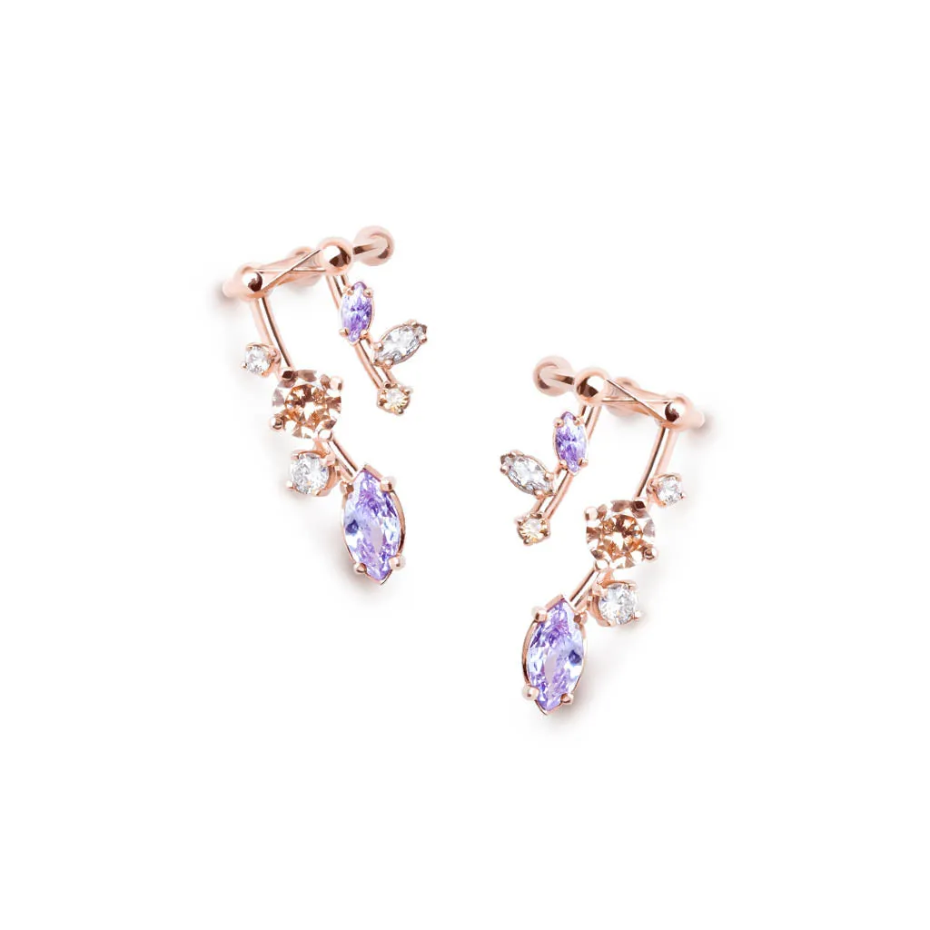 Ivy 1st Sister Cuff Earrings [Lavender/Champagne gems]