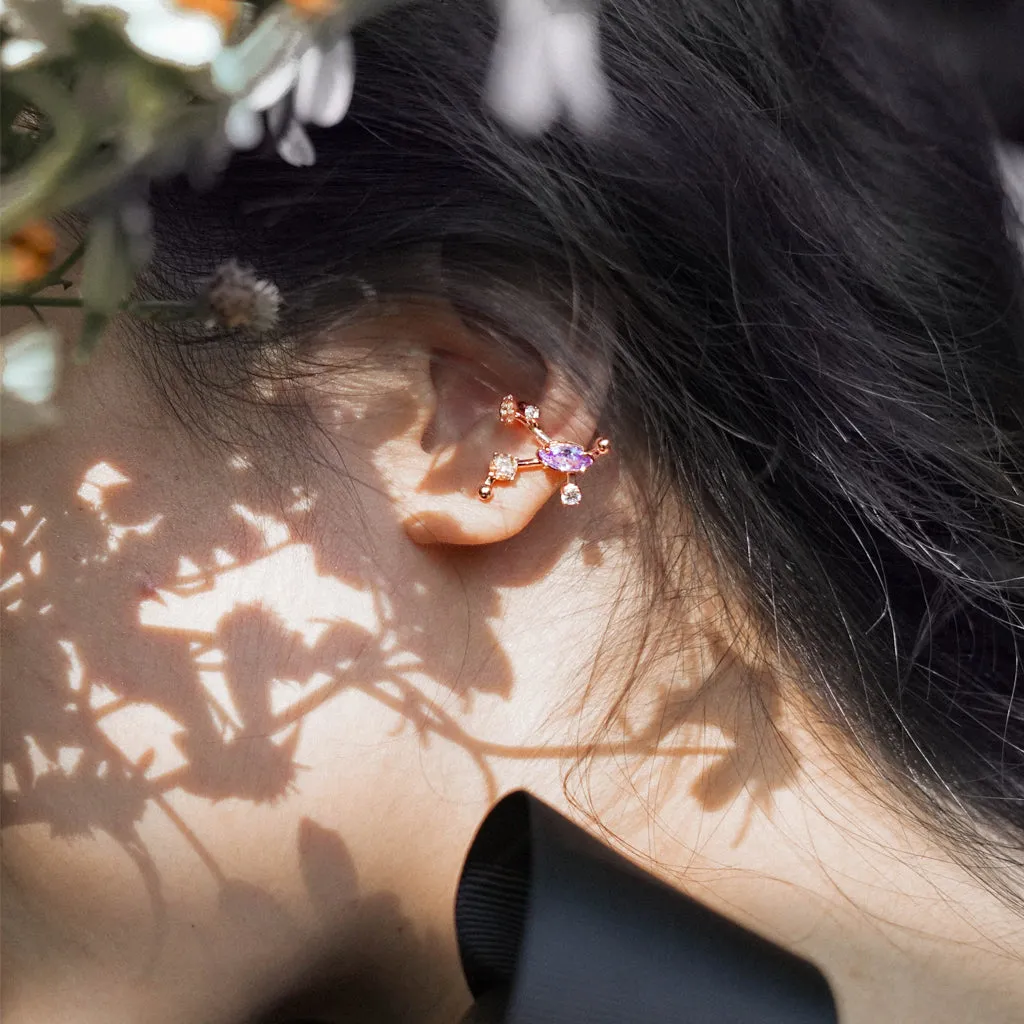 Ivy 2nd Sister Cuff Earrings [Lavender/Champagne gems]