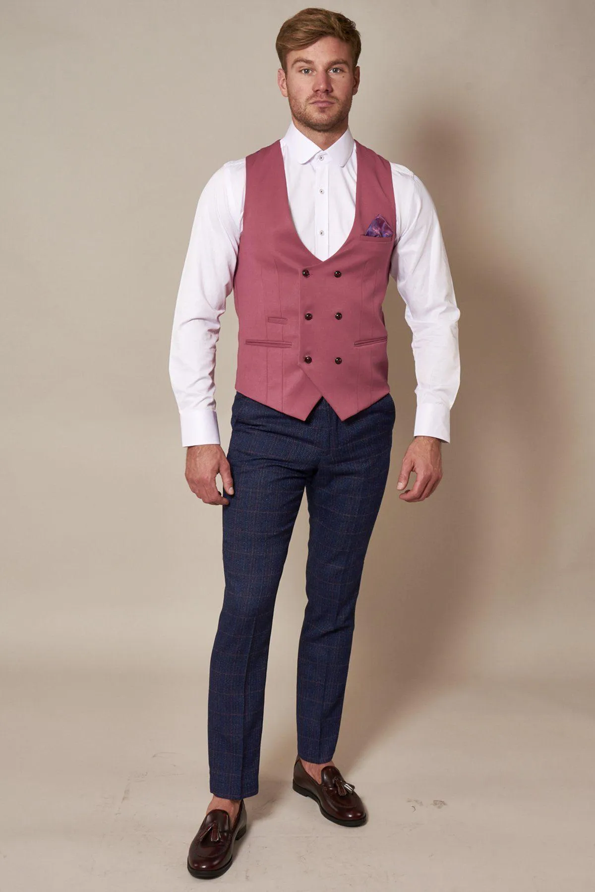 KELLY - Pink Double Breasted Waistcoat