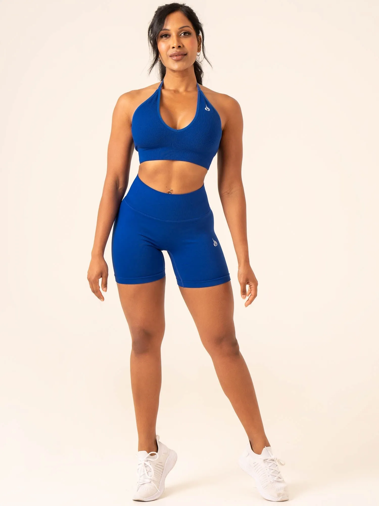 Lift Rib Seamless Halter Sports Bra - Cobalt Blue