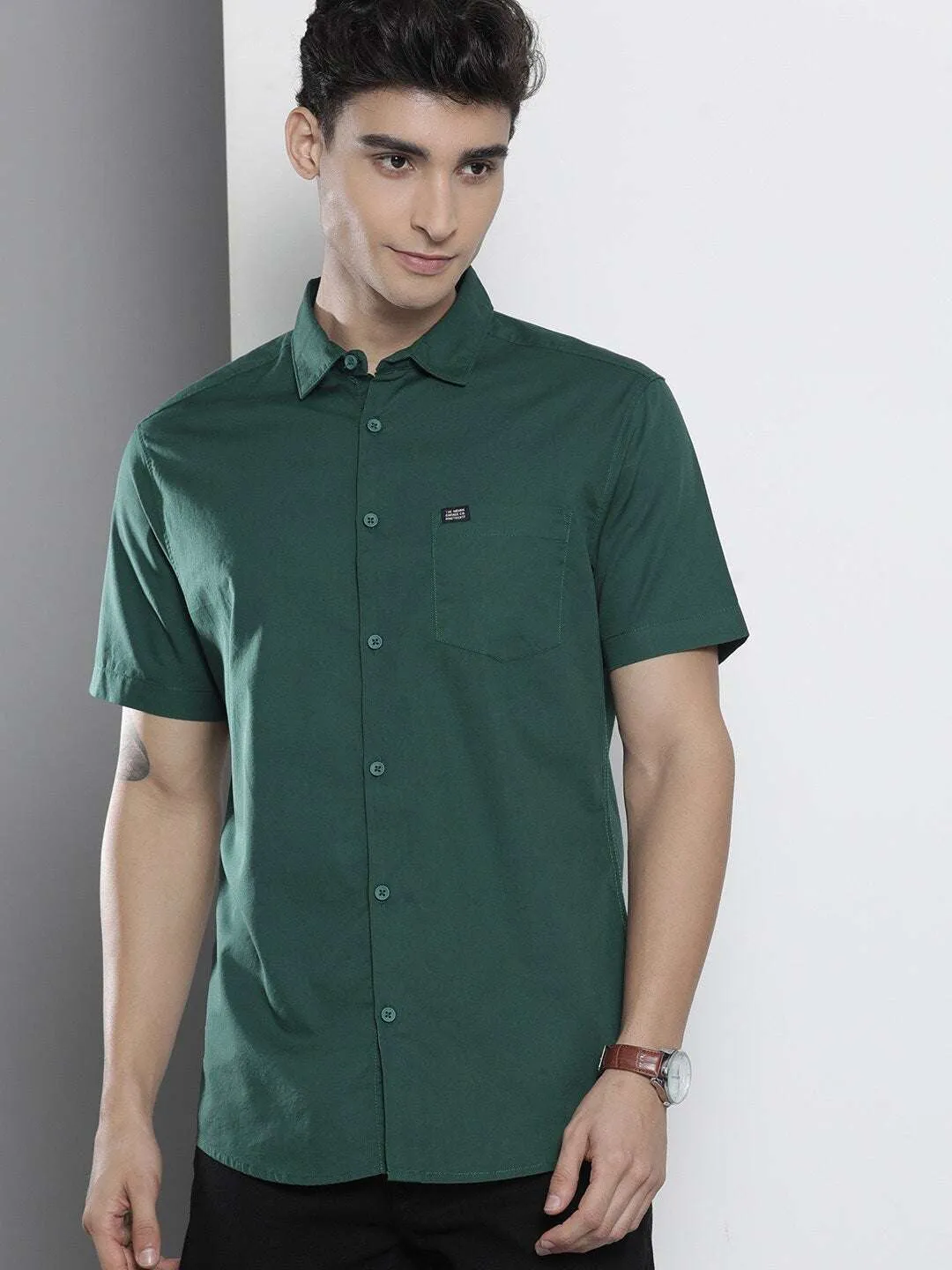 Men Back Printed Poplin Shirt