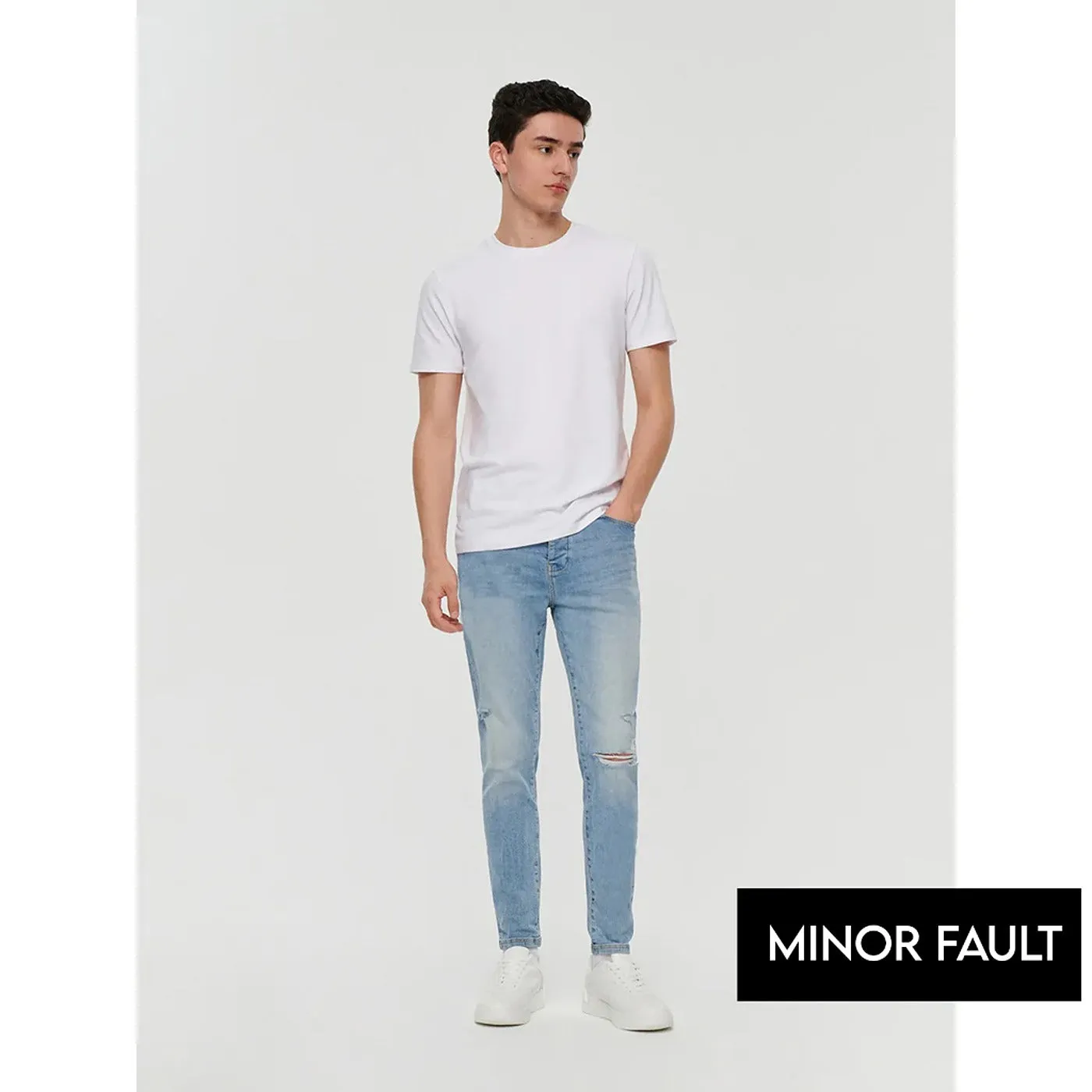 (Minor Fault) Light Blue Skinny Fit Ripped Jeans