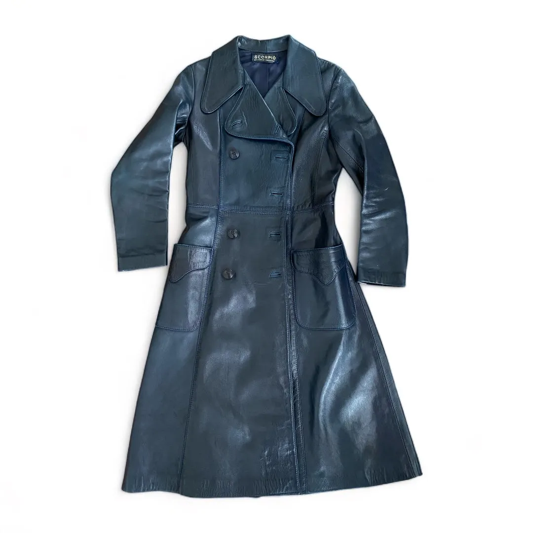 Navy Blue Leather Trench *As Is*