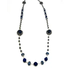 NECKLACE Crystal, Rhinestone & Blue Marble