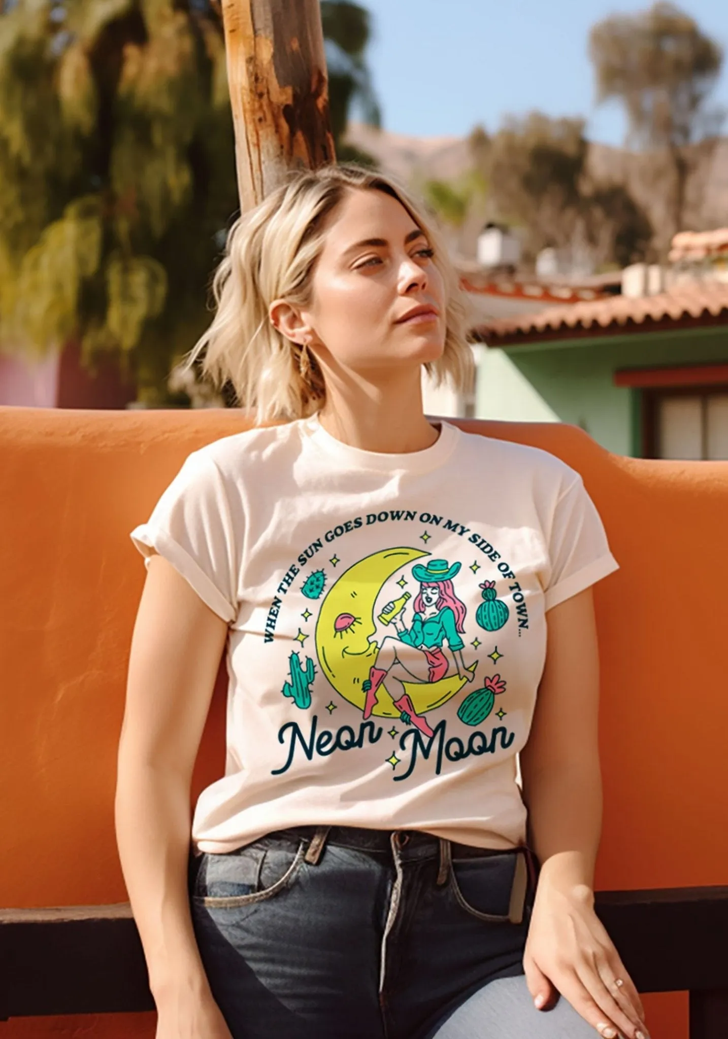 Neon Moon Cream Tee