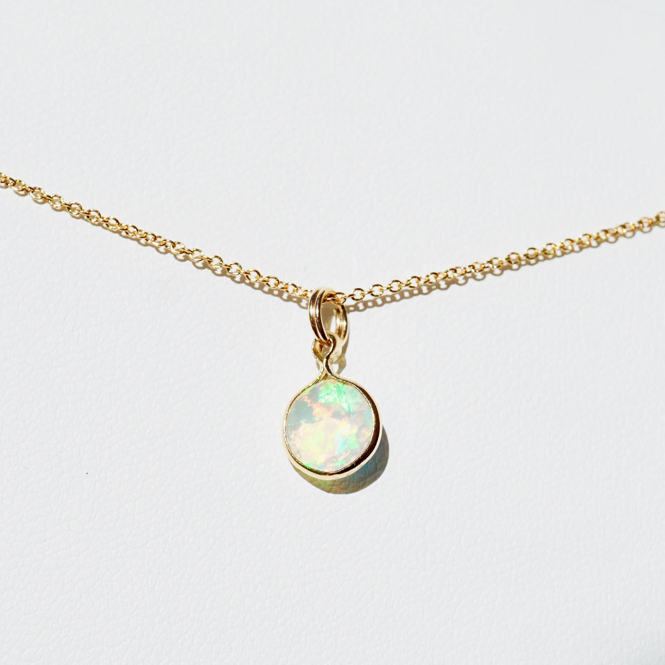 Opal Pendant Necklace - Ethiopian Opal Necklace - Round Opal Necklace