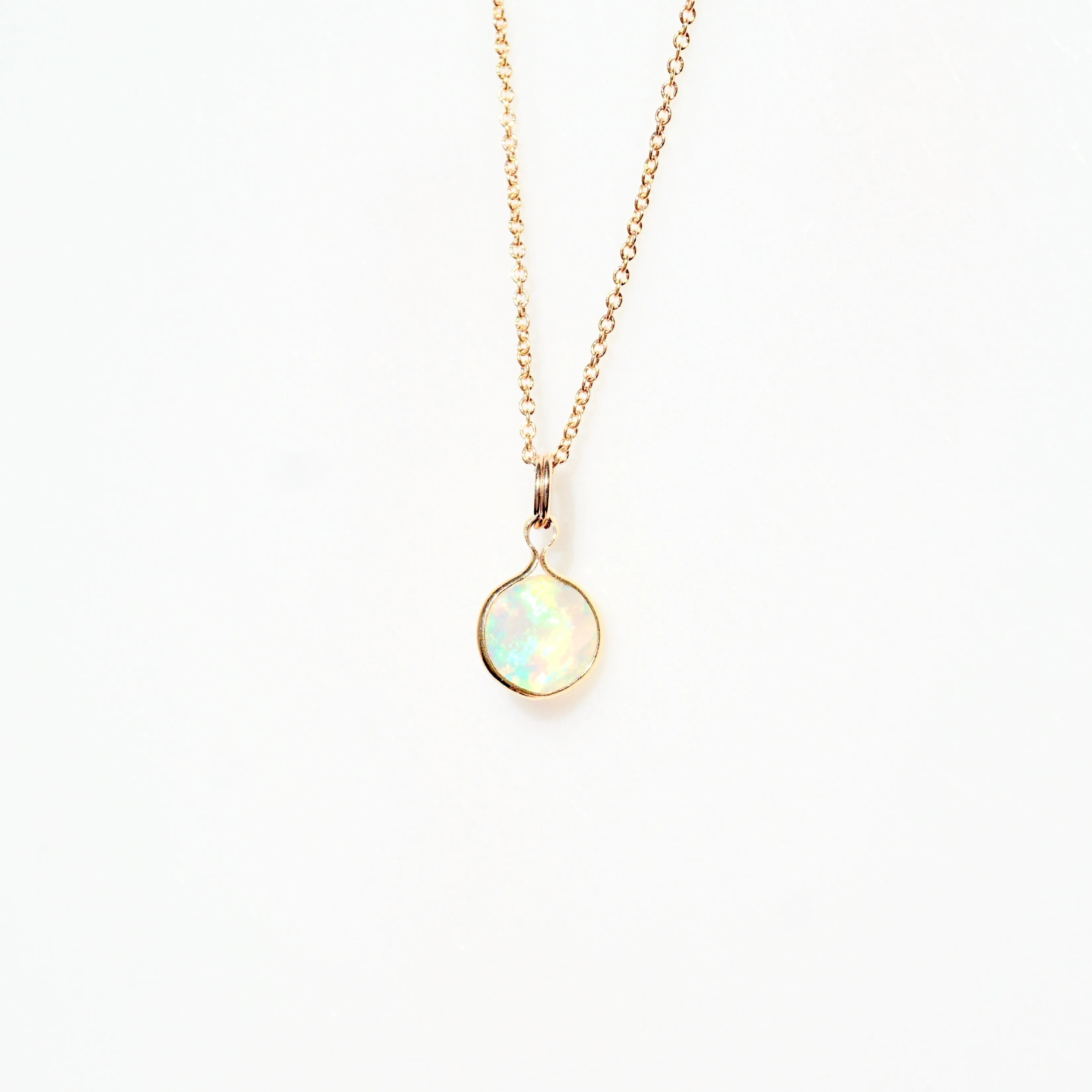 Opal Pendant Necklace - Ethiopian Opal Necklace - Round Opal Necklace