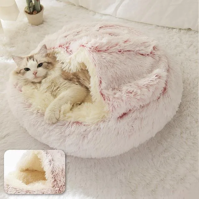 PETLAVISH™ Burrow Calming Cave Cat/Dog Bed S-XL: Cozy Plush Sleeping Kennel